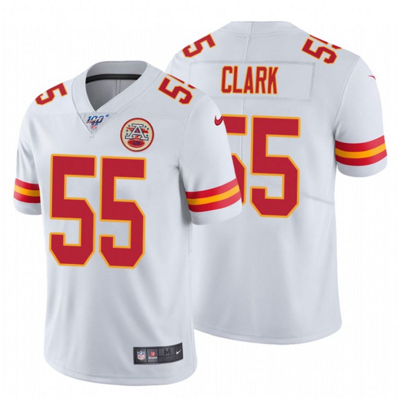 Men Kansas City Chiefs 55 Frank Clark Nike White 100th Limited NFL Jersey